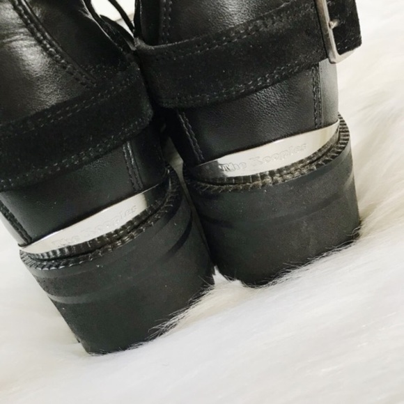 The Kooples Black Leather/Suede Lace-up Boot - Picture 5 of 6